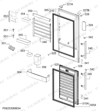 Взрыв-схема холодильника Electrolux EN3454MEW - Схема узла Door 003
